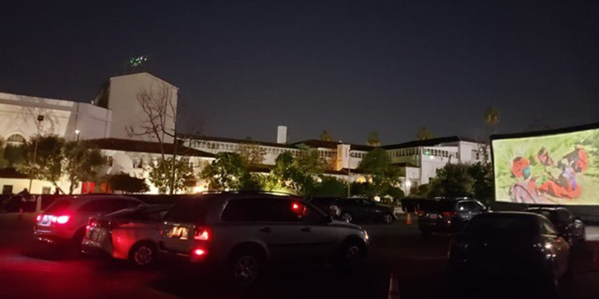 The East Parking Lot transformed into nighttime drive-in theater.